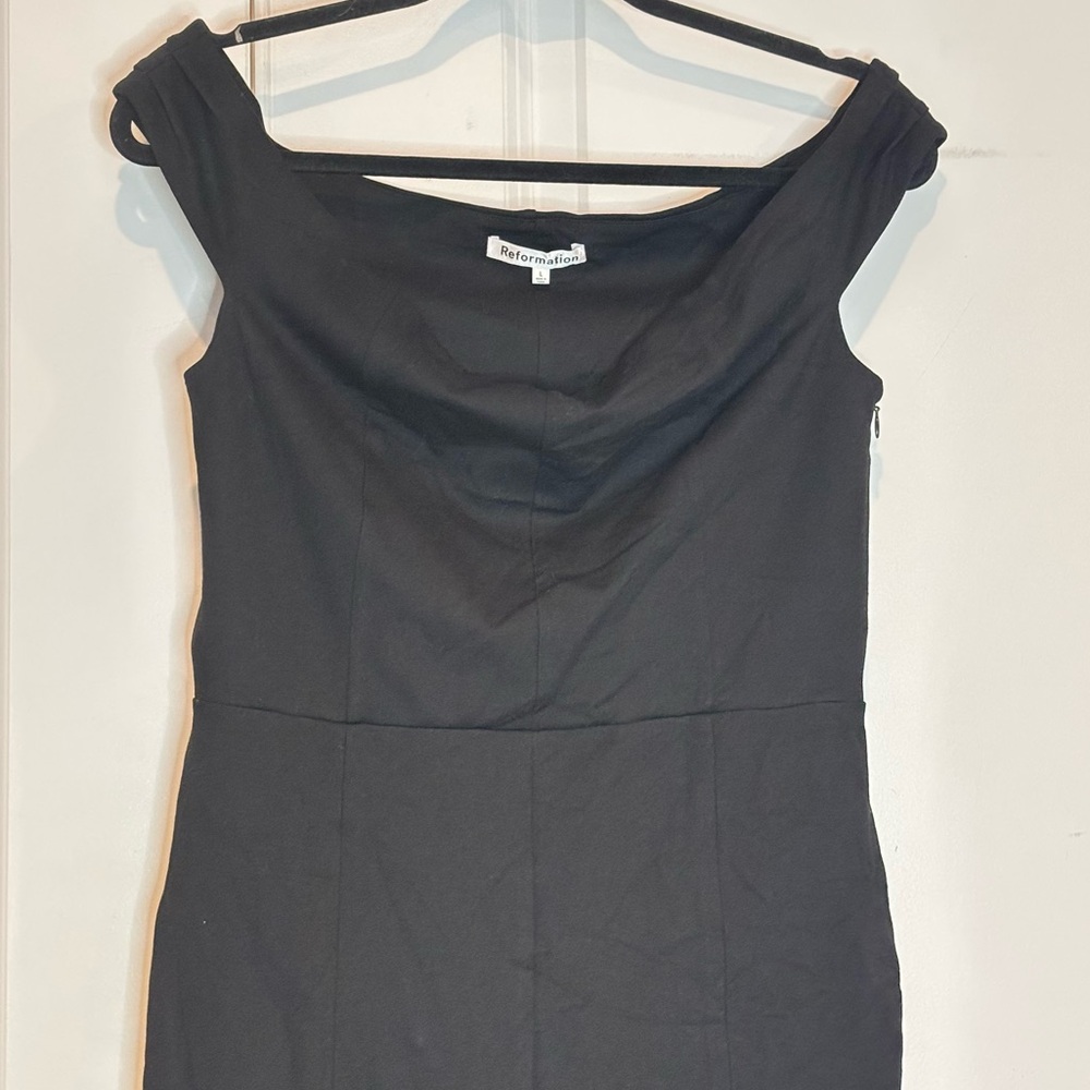Reformation Black Off-Shoulder Slim Jumpsuit - Picture 3 of 13